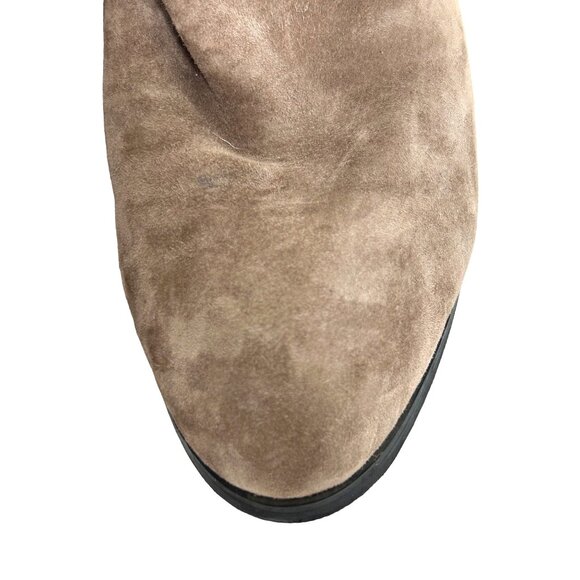 Lands’ End Womens Ankle Boots 10 Brown Leather Suede Chunky Heel Slip On Pull On - Picture 11 of 13